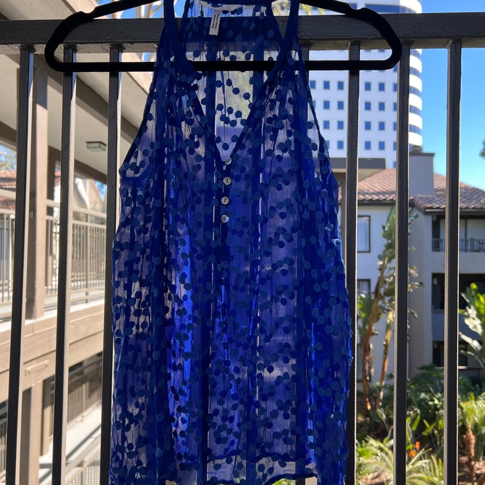 ZOA NEW YORK / ANTHROPOLOGIE women’s silk sleeveless racer back sheer blouse